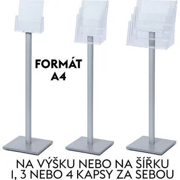 Reklamní Stojan na letáky formátu A4 4 kapsy na výšku (MB4C230)