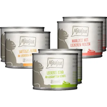 Krmivo pro kočku MjAMjAM Mixpaket I kuře, hovězí, srdce 6 × 200 g 6x200g