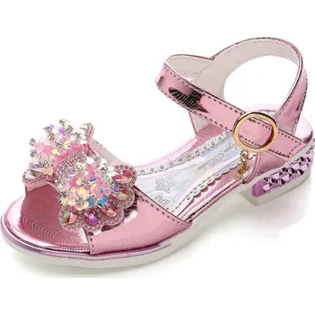 Dívčí sandály Lesklé dívčí sandálky s podpatkem Barva: Růžová, Velikost: 35