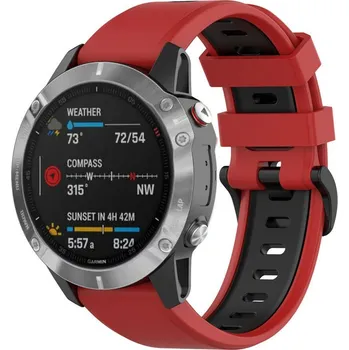 Ostatní příslušenství k chytrým hodinkám eses Silikonový řemínek pro Garmin - Červeno černý, QuickFit 26 mm