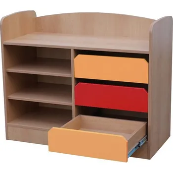 Šatní skříň Skříň policová dělená (3 zásuvky) LARO Červená Buk