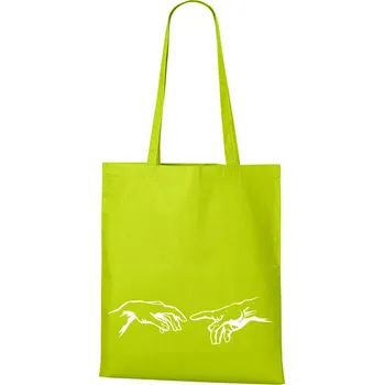 Plátěná taška ruka člověka a ruka boží, Barva Limetková, Velikost 40×45 cm, Canvas Nákupní taška 1103