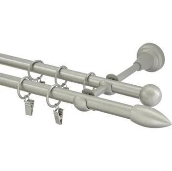 Garnýž kovová 170 cm dvouřadá - dvojitá 16 špice matná stříbrná