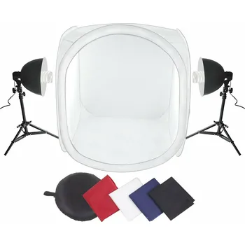 Fotoateliérová technika Fotografický stan 80x80x80 cm, 4 pozadí, 2x 135W