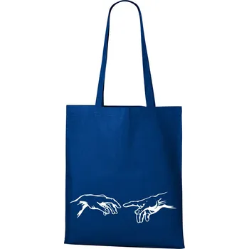 Plátěná taška ruka člověka a ruka boží, Barva Modrá, Velikost 40×45 cm, Canvas Nákupní taška 1103