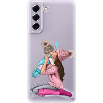 Pouzdro na mobilní telefon Odolné silikonové pouzdro iSaprio - Kissing Mom - Brunette and Boy - Samsung Galaxy S21 FE 5G