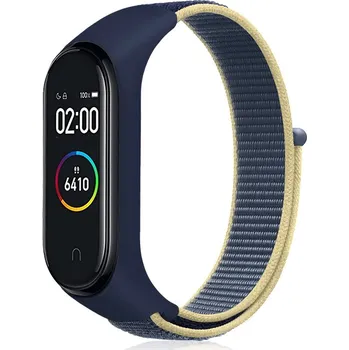 Náramek Mi Band 3/4/5/6/7 nylonový náramek Barva: Tmavě modrá se žlutou, Typ: 19
