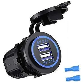 Elektrická zásuvka USB zásuvka na motorku dvojitá, vestavná (2xUSB)