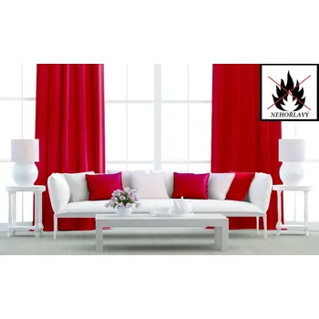 Dekorační látka Blackout nehořlavý - červená obšití okrajů 150