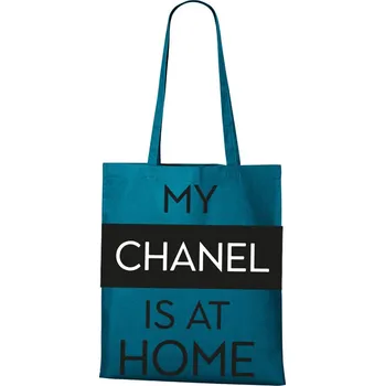 Plátěná taška My chanel is at home, Barva Petrolejová, Velikost 40×45 cm, Canvas Nákupní taška Bezvatriko.cz 1119