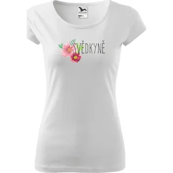 Dámské tričko Dámské svatební tričko Svědkyně - červené květiny