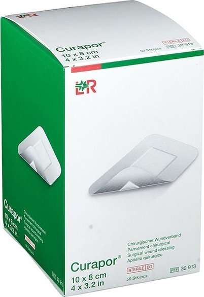 Náplast chirurgická Curapor 10 x 8 cm sterilní, 50 ks