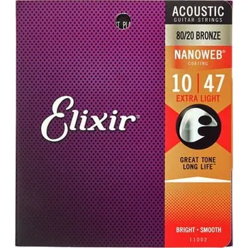 Struna pro kytaru a smyčcový nástroj Elixír ELIXIR Nanoweb Phosphor Bronze Extra Light 16002