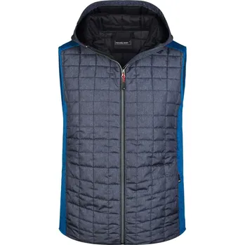 Pánská vesta Daiber Pánská pletená hybridní vesta s kapucí Knitted Hybrid Vest JN768 Barva: Modrá královská melír - Antracitový melír, Velikost: M