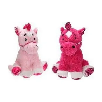 plyšák Kůň plyšový sedící světle růžové barvy 0m+