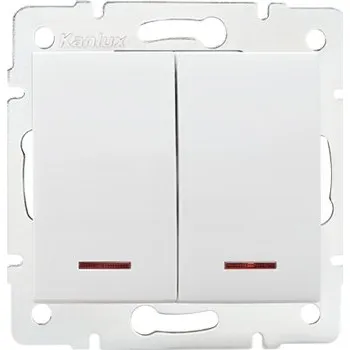 vypínač KANLUX LOGI Dvojité tlačítko s LED - bílá