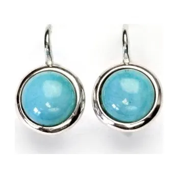 Náušnice Zlaté náušnice bílé i žluté zlato , přírodní Amazonit 8 mm - NK 1503