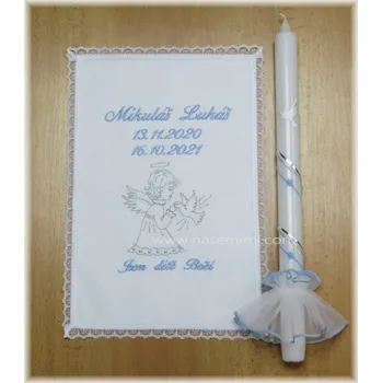 rouška Naše mimi Přerov Křestní sada vzor 15 - rouška, svíce, ozdoba