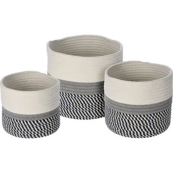 Úložný box Home Styling Collection Bavlněné úložné koše, šedé, 3 ks