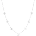 biju Řetízek z chirurgické oceli, zdobený bílými perlami 3001545