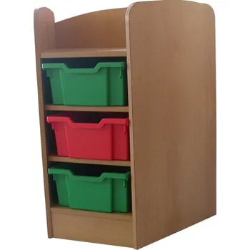 Zahradní úložný box Skříň rohová 45° se 3 plastovými kontejnery LARO Buk