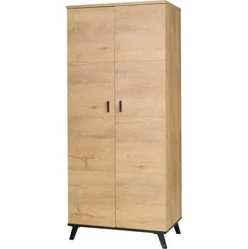 Šatní skříň John II | šatní skříň 1 | 81 cm | dub lefkas světlý/černá