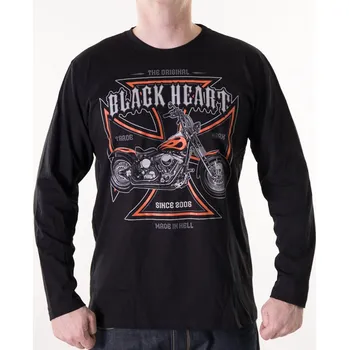 Pánské Triko BLACK HEART MOTORCYCLE CROSS LS Barva: Černá, Velikost: M