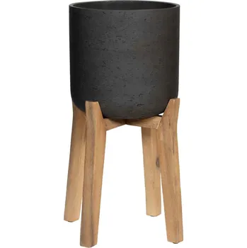 Květináč Květináč Charlie s vysokými nohami, barva staročerná, více velikostí - PotteryPots Velikost: XL - v. 30 cm, ⌀ 30 cm / v. 67 cm, ⌀ 40 cm