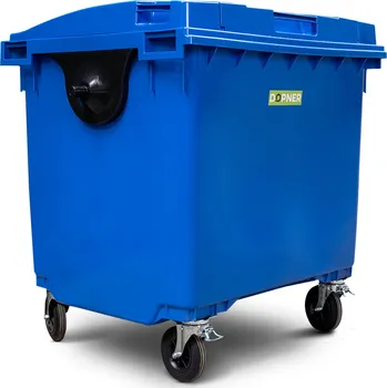 Železářství Plastový kontejner 1100 l, modrý, ploché víko ve víku