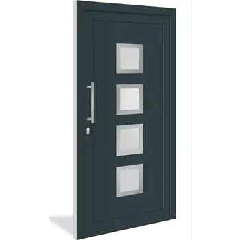 Vchodové dveře SOFT vchodové plastové dveře MNICHOV, antracit/bílá, 98x200 cm (jednokřídlé plastové dveře 98x200 cm)