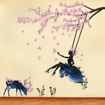 samolepka Samolepka na zeď/Tapeta Dívka na houpačce