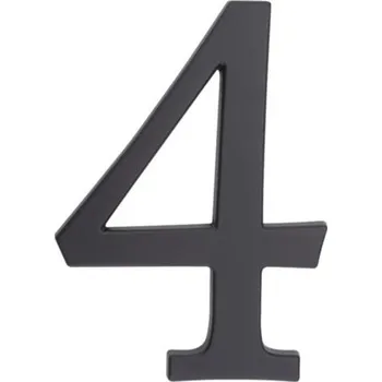 Domovní cedule PSG 64.154 - hliníková 3D číslice 4, číslo na dům, výška 190 mm, černá