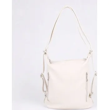 Kabelka Kabelka a batoh v 1 - kožená béžová kabelka na rameno a batoh 7712