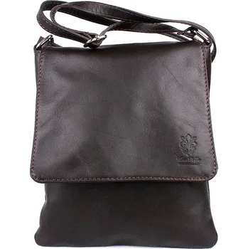 Kabelka Tmavěhnědá středně velká kožená crossbody kabelka no. 88