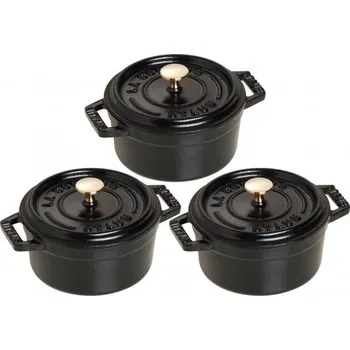 Sada nádobí Staub Cocotte Sada 3 ks hrnec kulatý 14 cm/0,8 l černá, 19501425