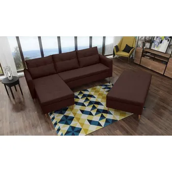 Obývací stěna FALCO Sedací souprava s taburetem Areon L hnědá