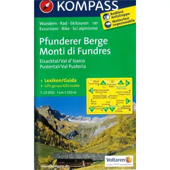 Pfunderer Berge, Monti di Fundres (Kompass - 081) - turistická mapa