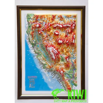 Testplay vydavatel reliéfní mapa California velikost A4 bez rámu