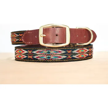 Obojek pro psa Sücü Kožený prošívaný obojek pro psy Navajo geo navy S Velikost: S