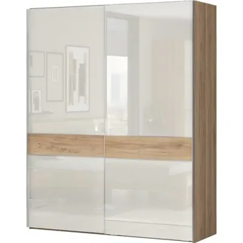 Šatní skříň Skříň posuvná 2D Hagop-ořech/béžová - s rámem