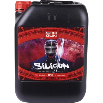 Hnojivo Shogun Silicon 10L, doplněk křemík (Extrémně koncentrovaný a navržený pro maximální příjem rostlinami, vytváří SHOGUN Silicon výrazně zvýšenou pevnost buněčných stěn, která poskytuje základ pro silný zdravý vývoj a maximální odolnost vůči okolnímu)