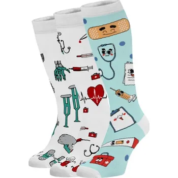 Dámské ponožky Zvýhodněný set 3 párů veselých podkolenek - NEMOCNIČNÍ MIX Bavlna 35-38