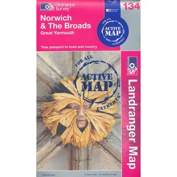 Ordnance Survay vydavatelství mapa Norwich,The Broads 1:50 t. laminovaná