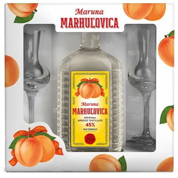 Rum Maruna meruňkovice 0,7l 45% (dárkové balení 2 skleničky)