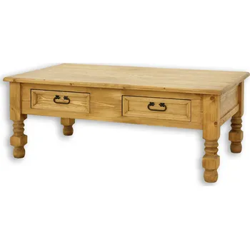 Obývací pokoj Drewmax ST707 135x75 odkládací stolek masiv borovice rustikal (Voskovaný borovicový stolek)