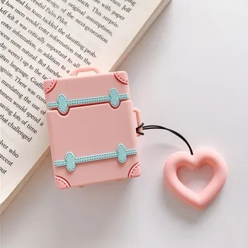 Pouzdro na mobilní telefon Silikonový obal ve tvaru cestovního kufru pro AirPods 1 / 2 - korálový