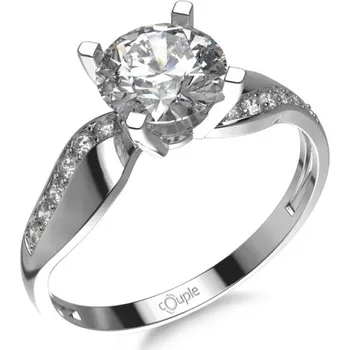 Prsten Couple, Honosný zásnubní prsten Celestina, bílé zlato se zirkony, vel.: 51, ø16,2 mm, 5260518-0-51-1
