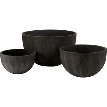 Květináč Sada třech černých keramických květináčů - 61*61*37,5 cm