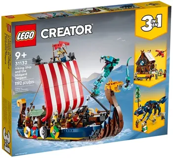 Stavebnice LEGO LEGO Creator 3v1 31132 Vikingská loď a mořský had