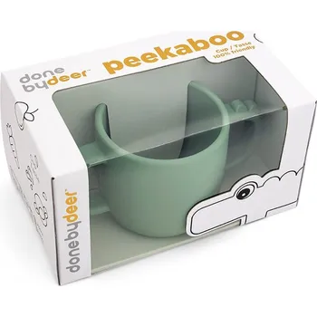 dětská jídelní sada Done by Deer Peekaboo hrneček Croco - zelený